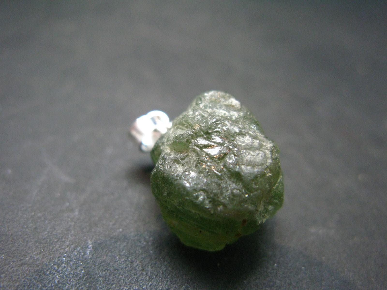 Green Tourmaline Crystal Silver Pendant - 2.3" - 4.91 Grams Green Tourmaline Crystal Silver Pendant - 2.3" - 4.91 Grams