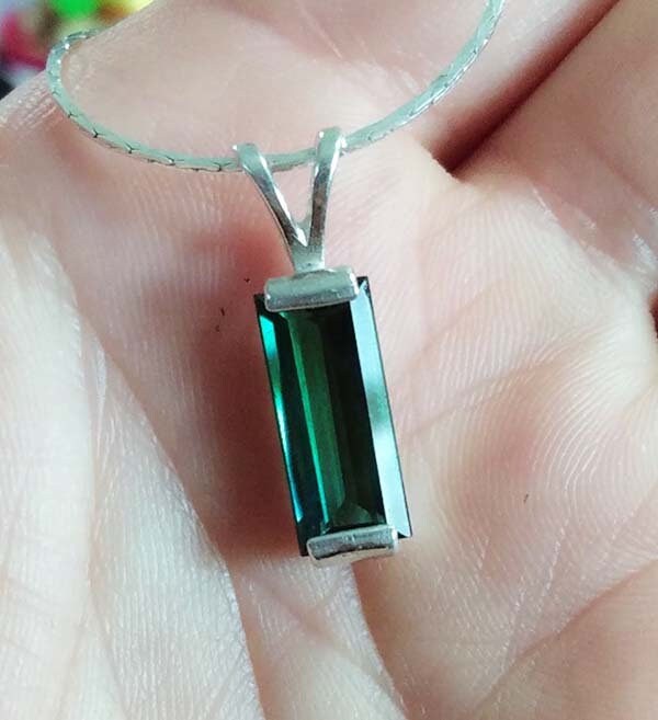 Gorgeous Tourmaline Pendant Forest Green Tourmaline Baguette Ancient Mythology Rainbow Gemstone Antique Gemstone Ancient Greece Gem #55638