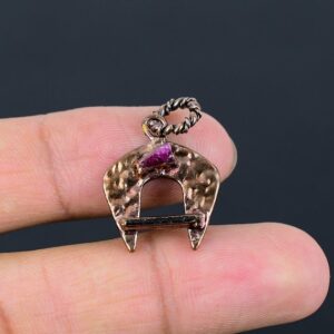 Handmade Copper Electroformed Pendant with Pink & Green Tourmaline Handmade Copper Electroformed Pendant with Pink & Green Tourmaline