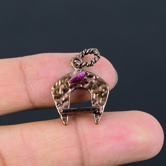 Handmade Copper Electroformed Pendant With Pink & Green Tourmaline Handmade Copper Electroformed Pendant With Pink & Green Tourmaline
