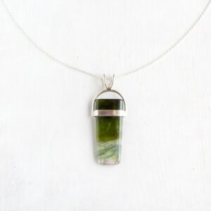 Large Green Tourmaline Pendant: Sterling Silver Verdelite Necklace Large Green Tourmaline Pendant: Sterling Silver Verdelite Necklace