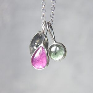 Light Green Tourmaline Pendant: Natural Sterling Silver Necklace
