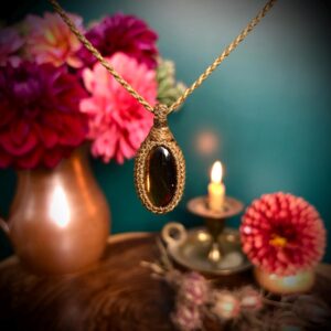 Green Tourmaline Macrame Necklace, Large Tourmaline, Clear Tourmaline, Cabochon, Anneroza, Wrapped Stone, Forrest Gemstone, Crystal Pendant