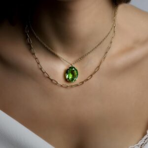 Green Tourmaline Necklace · 14k Gold Filled October Birthstone Pendant · Statement Green Gemstone Necklace · Big Oval Pendant Necklace Green Tourmaline Necklace · 14k Gold Filled October Birthstone Pendant · Statement Green Gemstone Necklace · Big Oval Pendant Necklace