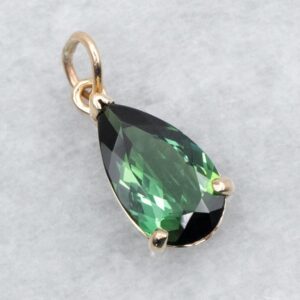 Pear Cut Green Tourmaline 14K Yellow Gold Solitaire Pendant Pear Cut Green Tourmaline 14K Yellow Gold Solitaire Pendant