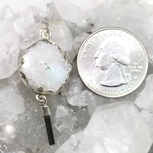 Petite Geode Solar Slice and Rough Green Tourmaline Pendant Petite Geode Solar Slice and Rough Green Tourmaline Pendant