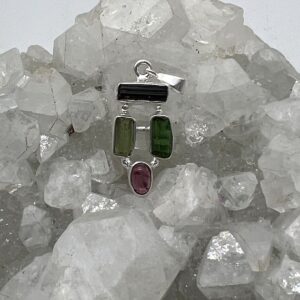 Pink, Black and Green Tourmaline Stick Pendant Pink, Black and Green Tourmaline Stick Pendant