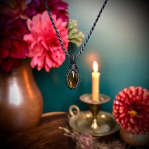 Rare Little Green Tourmaline, Macrame Necklace, Green Tourmaline, Macrame Pendant, Clear Green, High Quality, Ethical Sourced, Anneroza