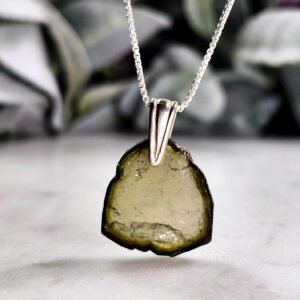 Green Tourmaline Slice Pendant, Sterling Silver Tourmaline Necklace Green Tourmaline Slice Pendant, Sterling Silver Tourmaline Necklace