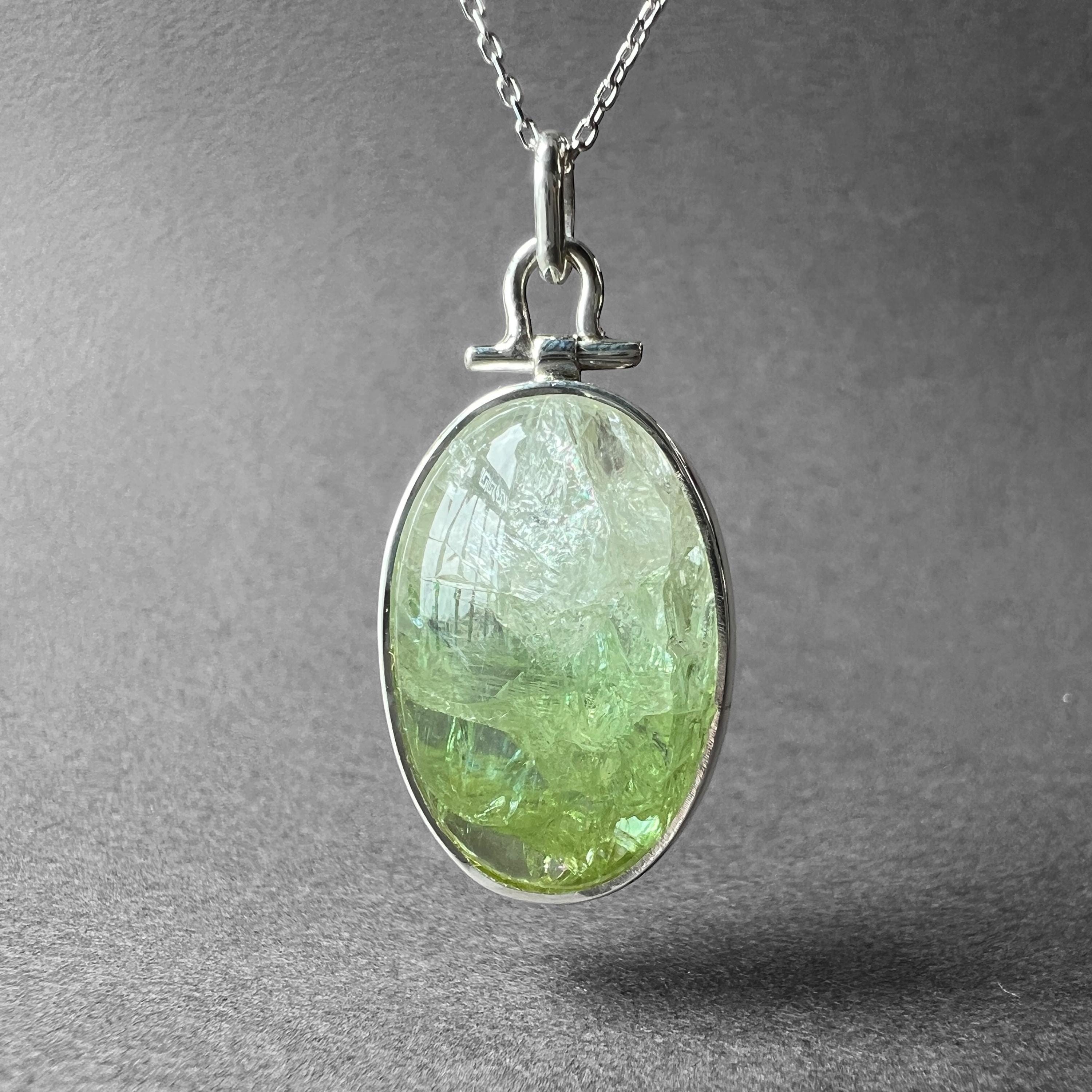 Stunning Green Tourmaline Necklace, Bi-color White Green Tourmaline Stone Pendant, Special Piece, Vivid Green Tourmaline, Gift For Her Him