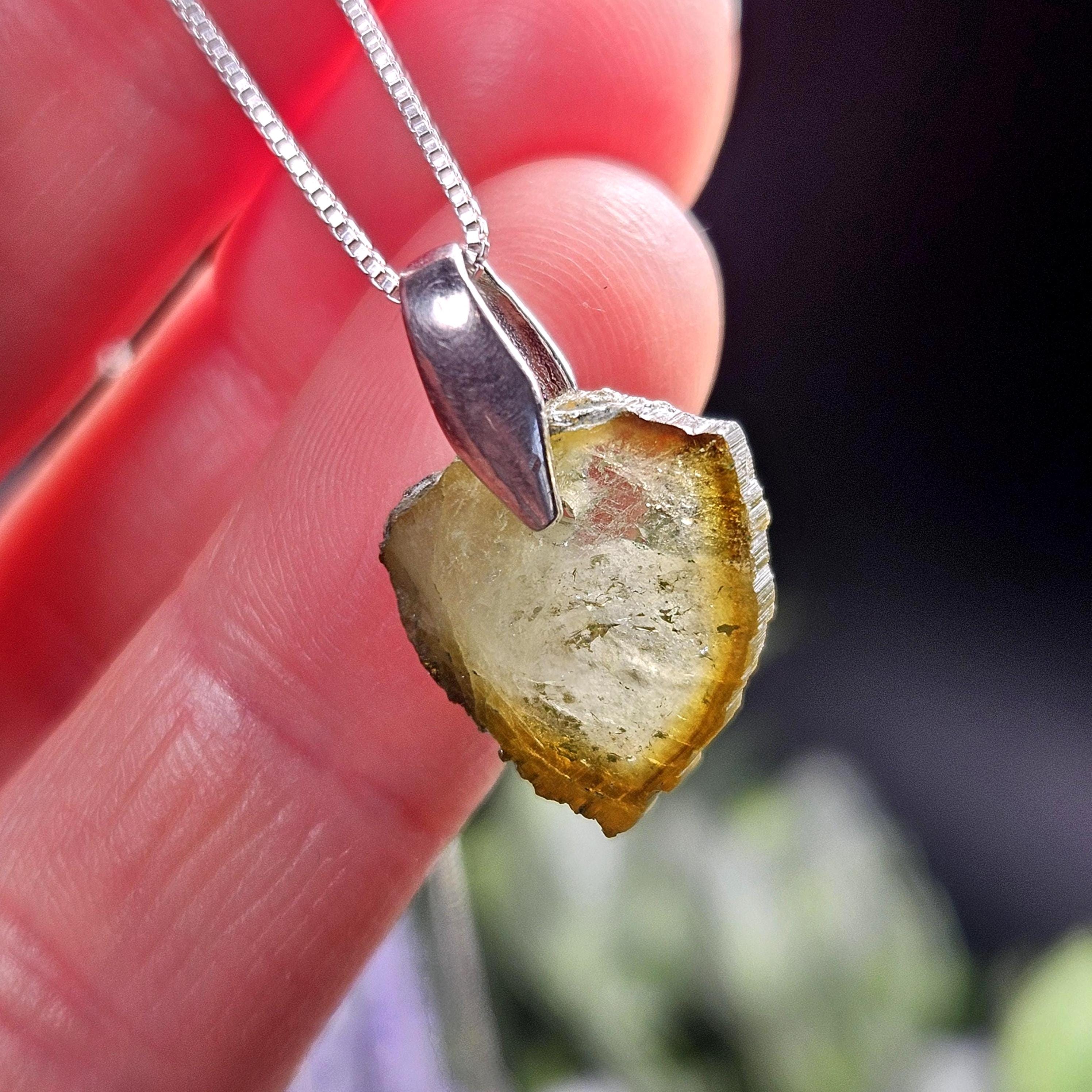 Green "watermelon" Tourmaline Slice Pendant, Green Tourmaline Necklace Green "watermelon" Tourmaline Slice Pendant, Green Tourmaline Necklace