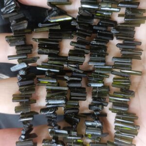 8 Inches Strand,Natural Green Tourmaline Smooth Stick.8-10mm