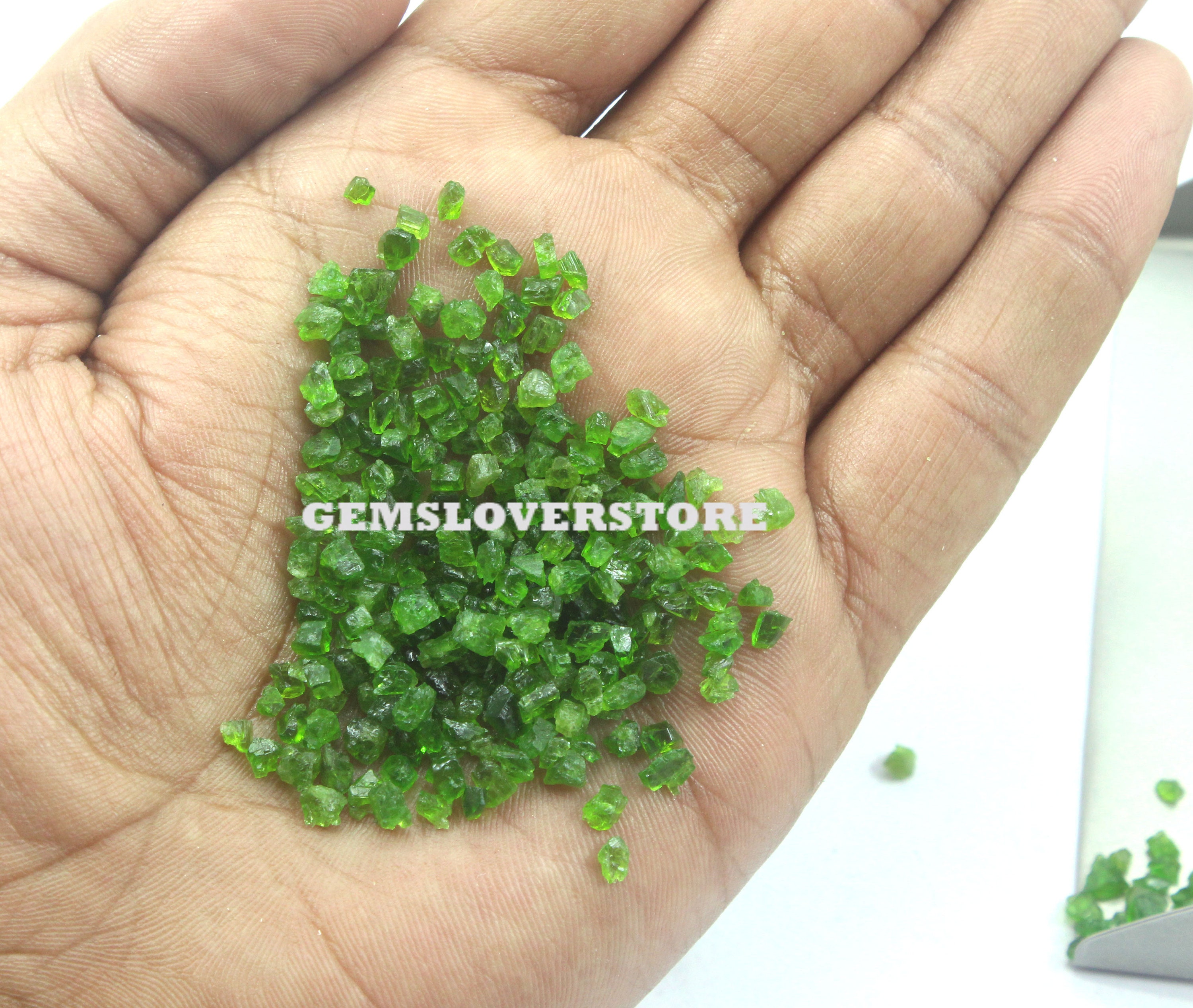 50 Natural Green Tourmaline Raw Gemstone Rough (2-4 Mm)