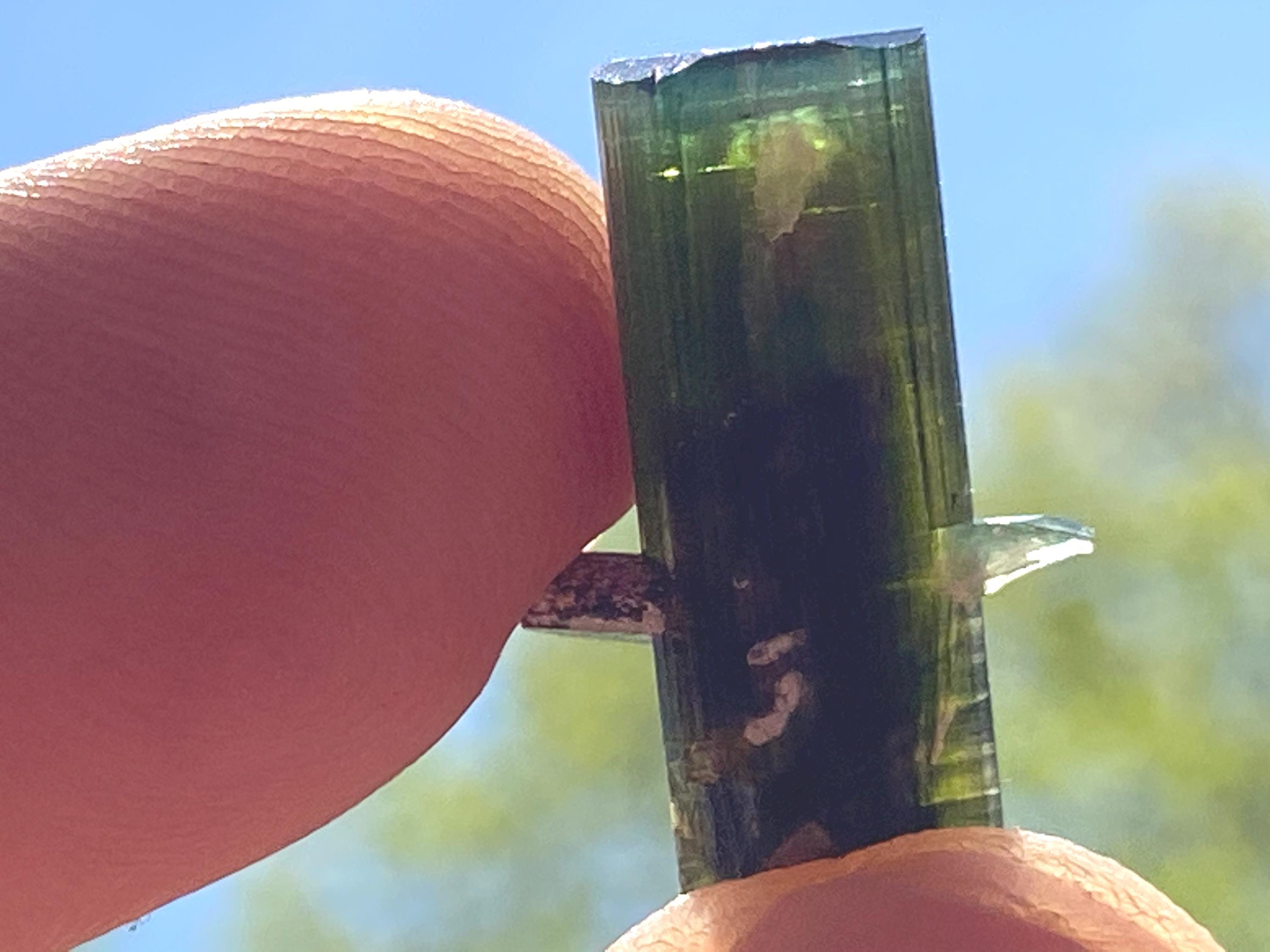 Green Tourmaline Crystal With Rare Tantalite Crystal + Phantom From Pakistan Natural High Grade Specimen Old Stock From Afghanistan