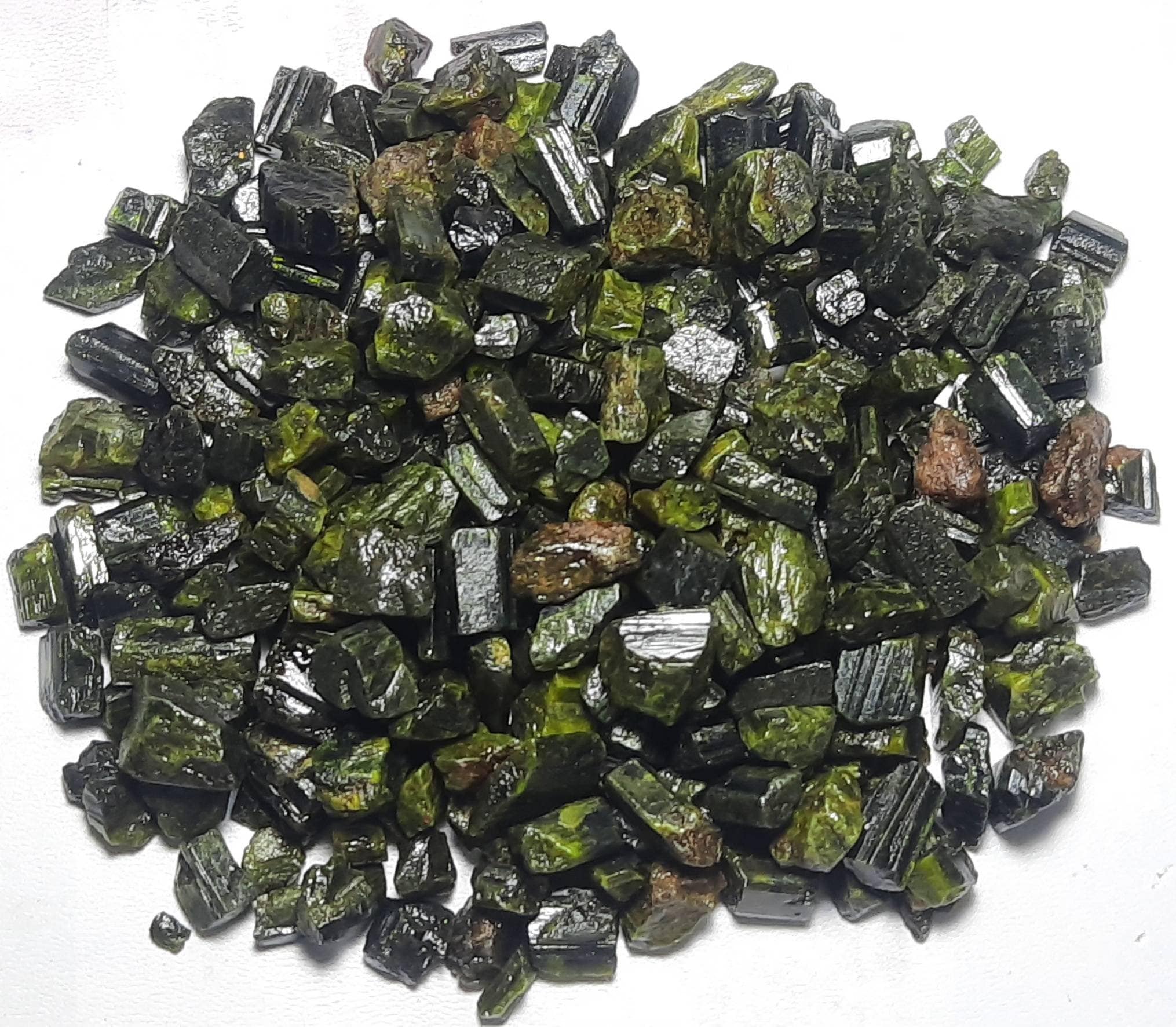 Natural Green Tourmaline Rough Gemstone Mix: Raw Crystal Specimens