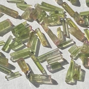 Pink + Green Tourmaline Crystals 13 Gram Lot Natural Terminated Specimens For Jewelry From Afganistan Pink + Green Tourmaline Crystals 13 Gram Lot Natural Terminated Specimens For Jewelry From Afganistan
