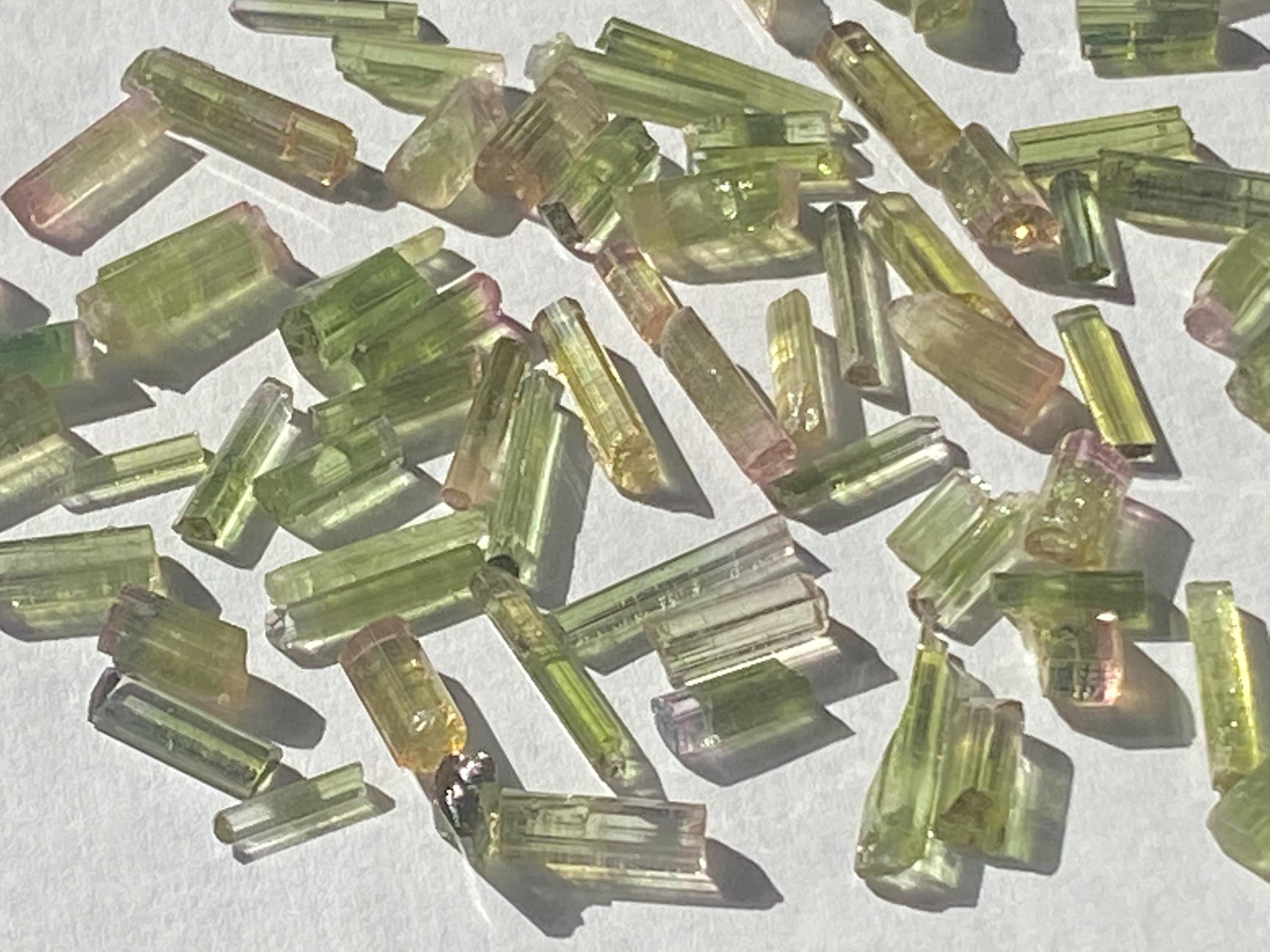 Pink + Green Tourmaline Crystals 13 Gram Lot Natural Terminated Specimens For Jewelry From Afganistan