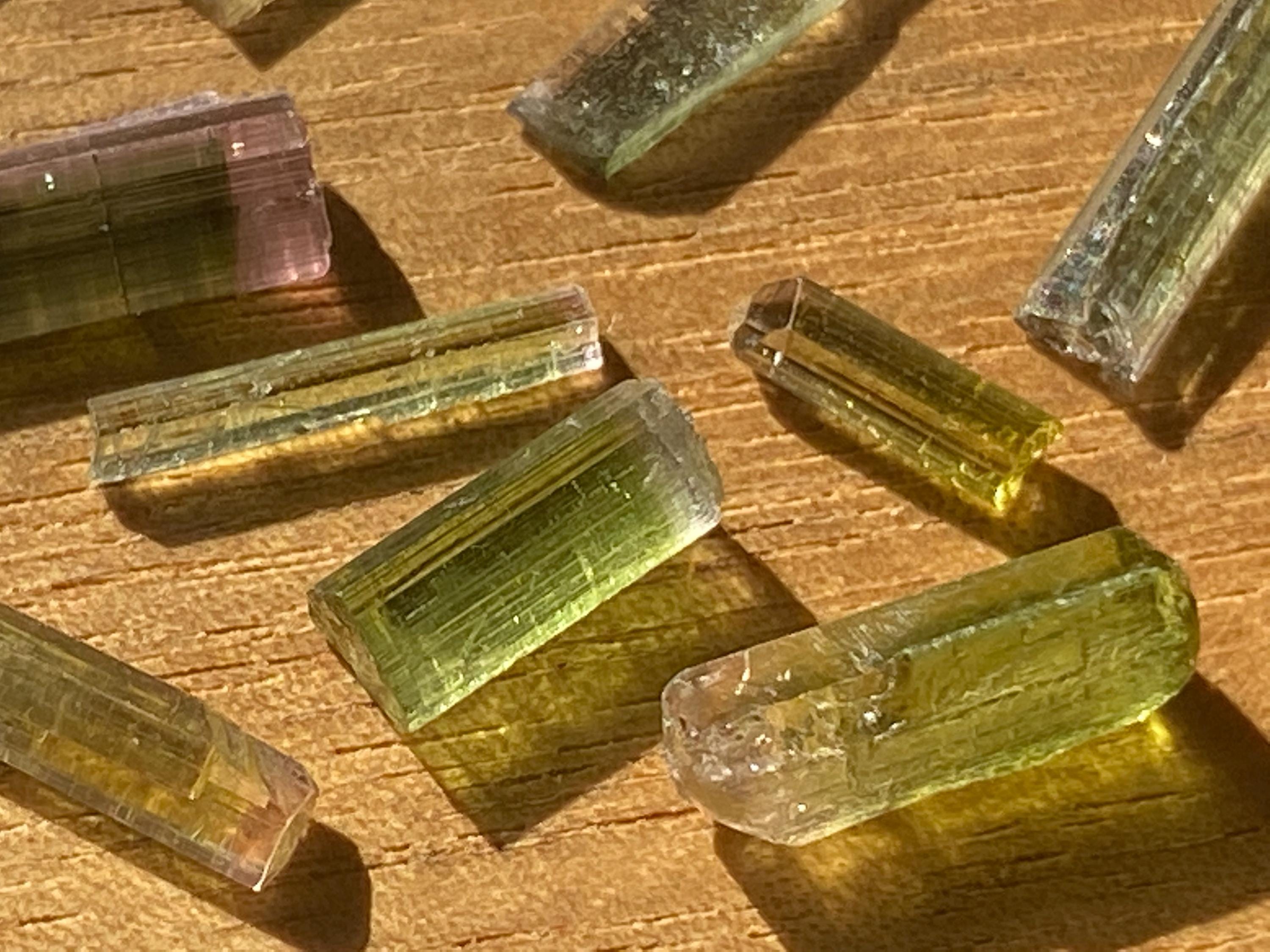 Pink + Green Tourmaline Crystals 1.8 Gram Lot Natural Terminated Specimens For Jewelry From Afganistan