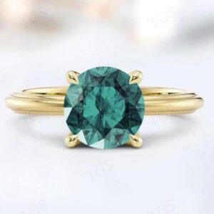 2ct Unique Paraiba Tourmaline Wedding Ring For Woman Green Gemstone Solitaire Engagement Ring 14k Gold Green Tourmaline Bridal Promise Ring