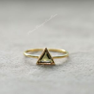 Green Tourmaline Ring, 925 Sterling Silver, Geometric Engagement Ring Green Tourmaline Ring, 925 Sterling Silver, Geometric Engagement Ring