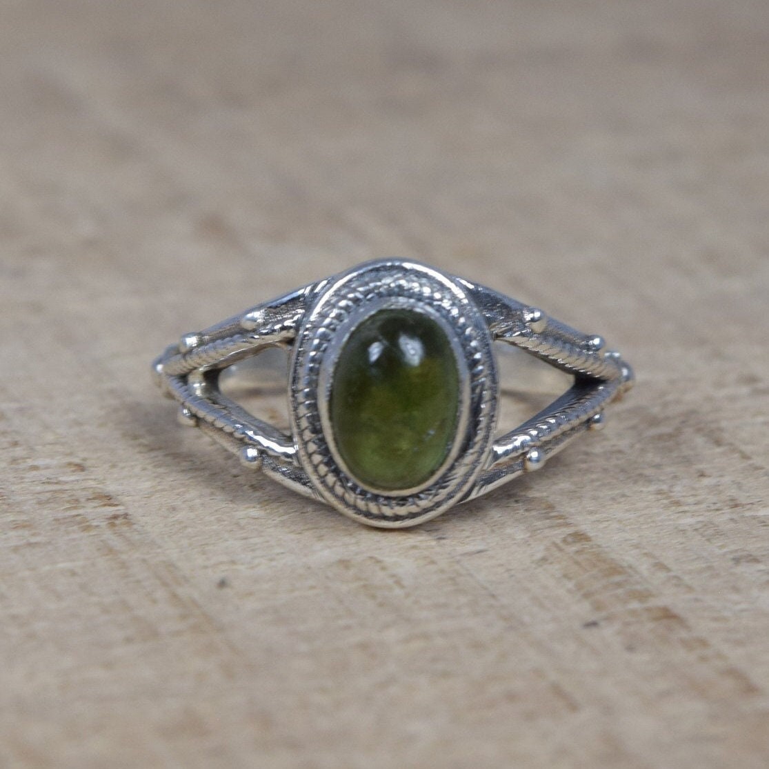 Green Tourmaline Ring: 925 Sterling Silver Gemstone Jewelry