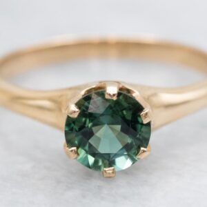 Antique Green Tourmaline Solitaire Ring, 14K Rose Gold Antique Green Tourmaline Solitaire Ring, 14K Rose Gold