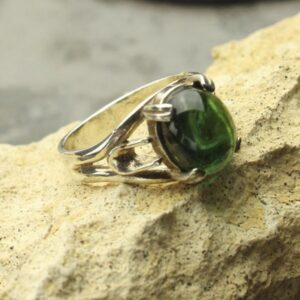 Blue Green Tourmaline Ring, Oval Verdelite Tourmaline Cabochon Sterling Silver Ring, Size 7 1/2 Blue Green Tourmaline Ring, Oval Verdelite Tourmaline Cabochon Sterling Silver Ring, Size 7 1/2