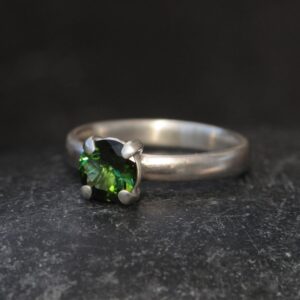 Green Tourmaline Ring In Silver, Christmas Gift For Her Green Tourmaline Ring In Silver, Christmas Gift For Her