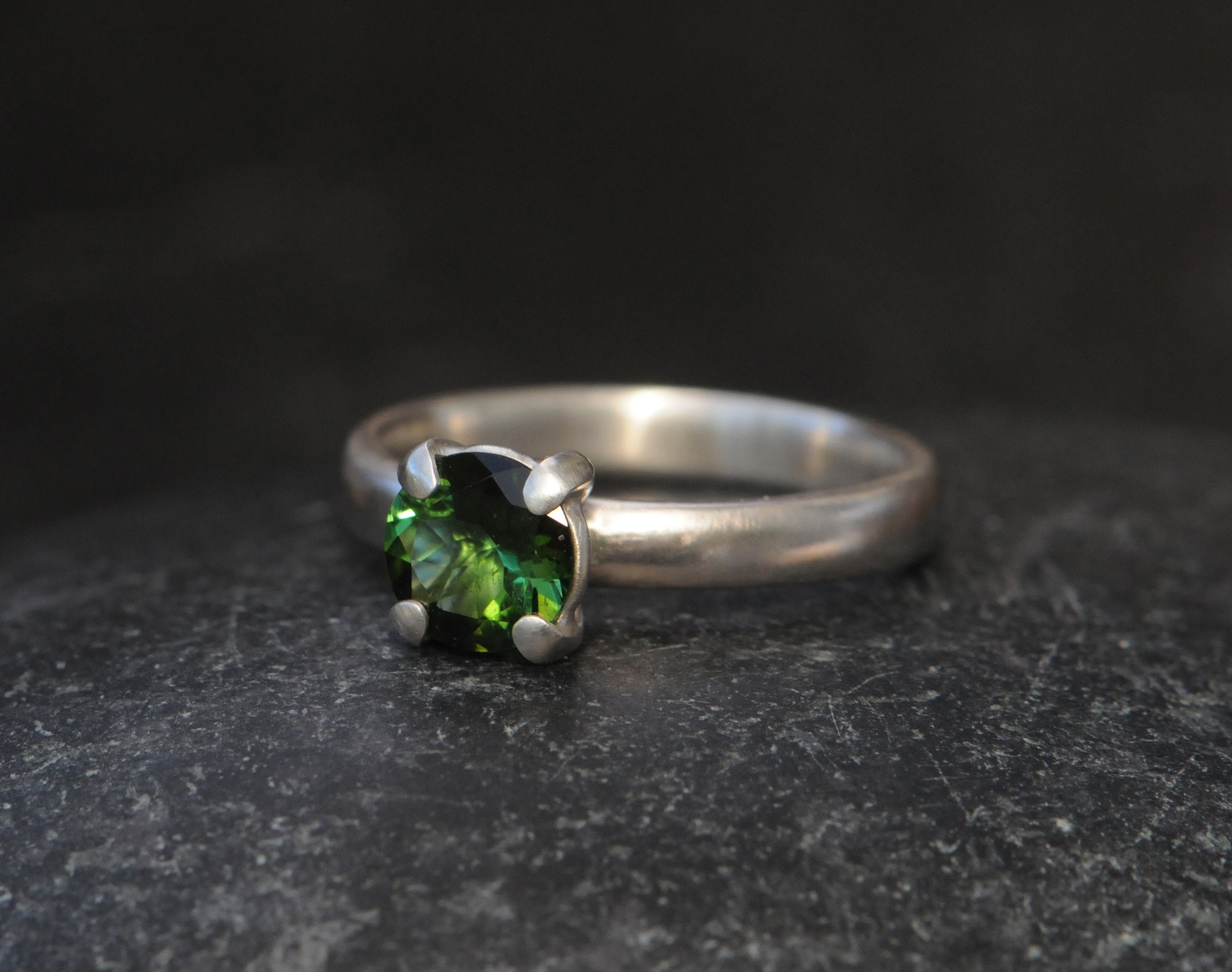 Green Tourmaline Ring In Silver, Christmas Gift For Her