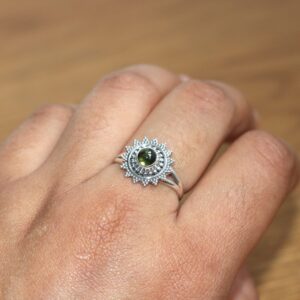 Green Tourmaline Ring: Minimalist 925 Sterling Silver Gemstone Green Tourmaline Ring: Minimalist 925 Sterling Silver Gemstone