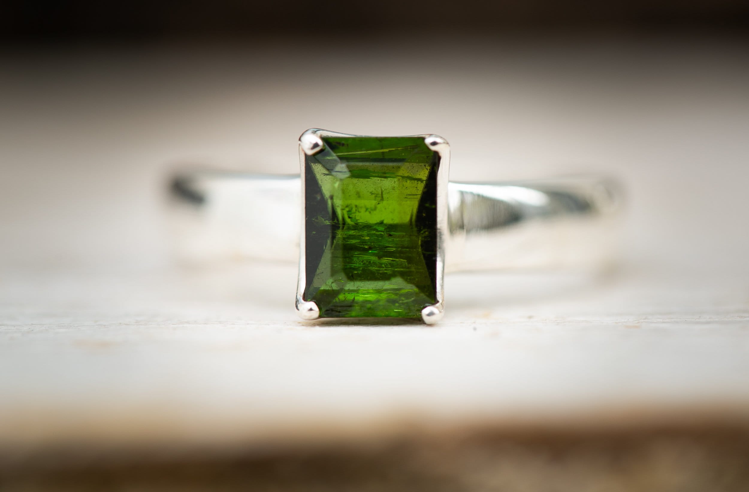 Green Tourmaline Ring: Natural Gemstone, Size 8 Green Tourmaline Ring: Natural Gemstone, Size 8