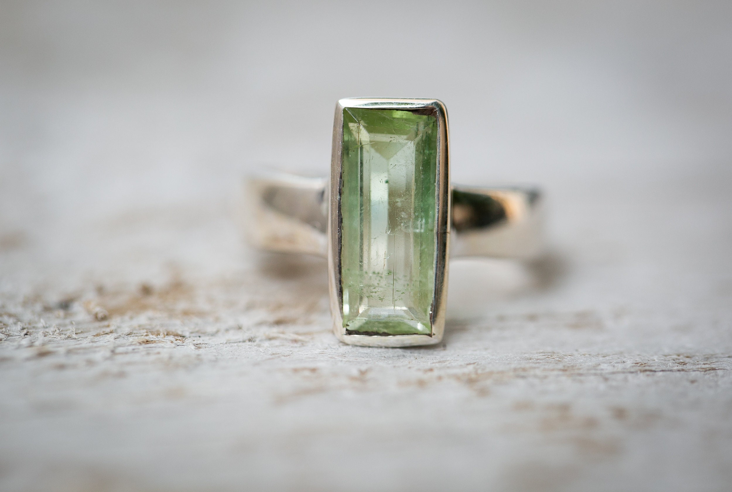 Green Tourmaline Ring: Natural Gemstone, Size 8 Green Tourmaline Ring: Natural Gemstone, Size 8