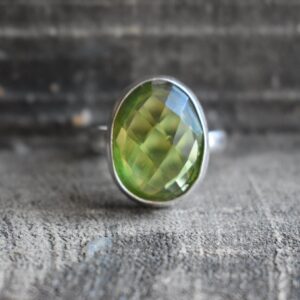 Oval Green Tourmaline 925 Silver Ring, Handmade Oval Green Tourmaline 925 Silver Ring, Handmade