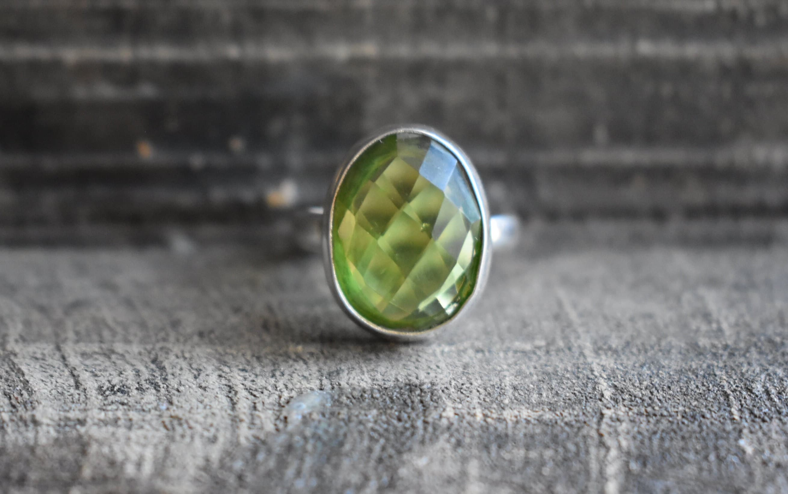 Oval Green Tourmaline 925 Silver Ring, Handmade