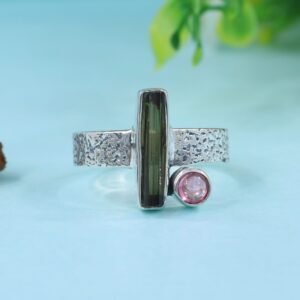 Green Tourmaline Pencil Ring - Green Tourmaline Gemstone Ring - Tourmaline Gemstone 925 Sterling Silver Handmade Unique Ring Size 9 Green Tourmaline Pencil Ring - Green Tourmaline Gemstone Ring - Tourmaline Gemstone 925 Sterling Silver Handmade Unique Ring Size 9