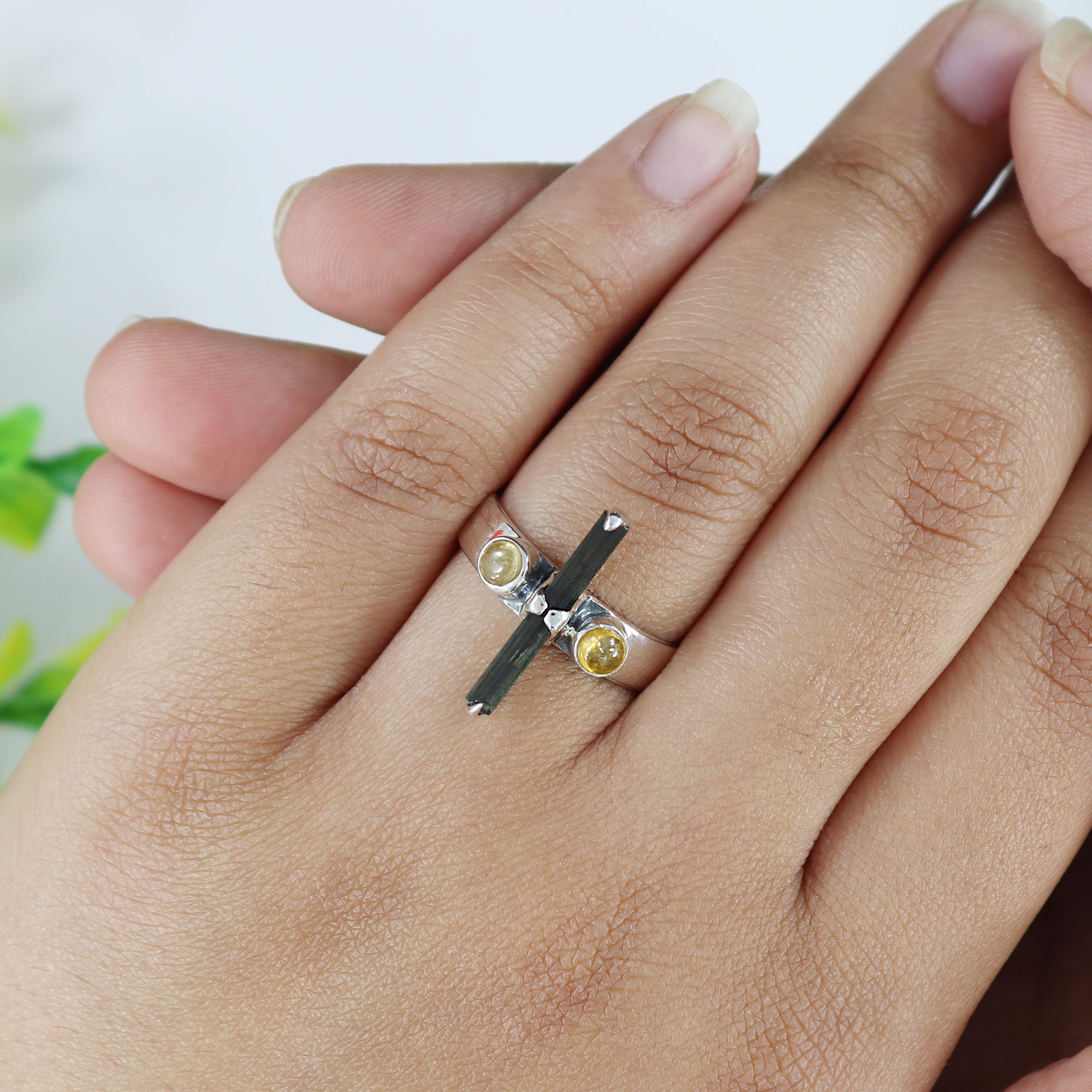 Green Tourmaline Pencil Ring, Green Tourmaline Gemstone Ring, Tourmaline Gemstone Ring, 925 Sterling Silver Handmade Ring, Gift For Her Green Tourmaline Pencil Ring, Green Tourmaline Gemstone Ring, Tourmaline Gemstone Ring, 925 Sterling Silver Handmade Ring, Gift For Her