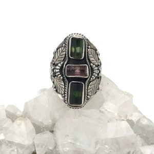 Rough Pink and Green Tourmaline Ring, Size 7 Rough Pink and Green Tourmaline Ring, Size 7