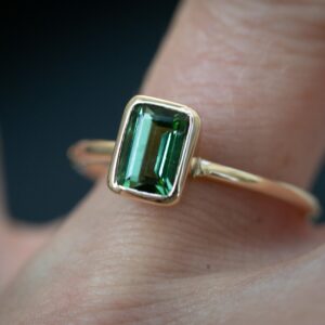 Sea Foam Green Tourmaline Ring: 14k Gold Stackable Band, Size 7 Sea Foam Green Tourmaline Ring: 14k Gold Stackable Band, Size 7
