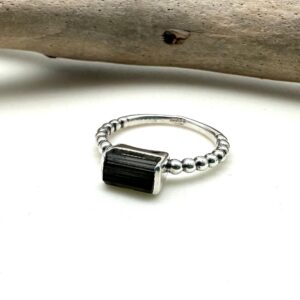 Raw Green Tourmaline Sterling Silver Ring, Size 7/8 Raw Green Tourmaline Sterling Silver Ring, Size 7/8
