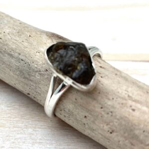Raw Green Tourmaline Ring, Size 7, 925 Sterling Silver Raw Green Tourmaline Ring, Size 7, 925 Sterling Silver