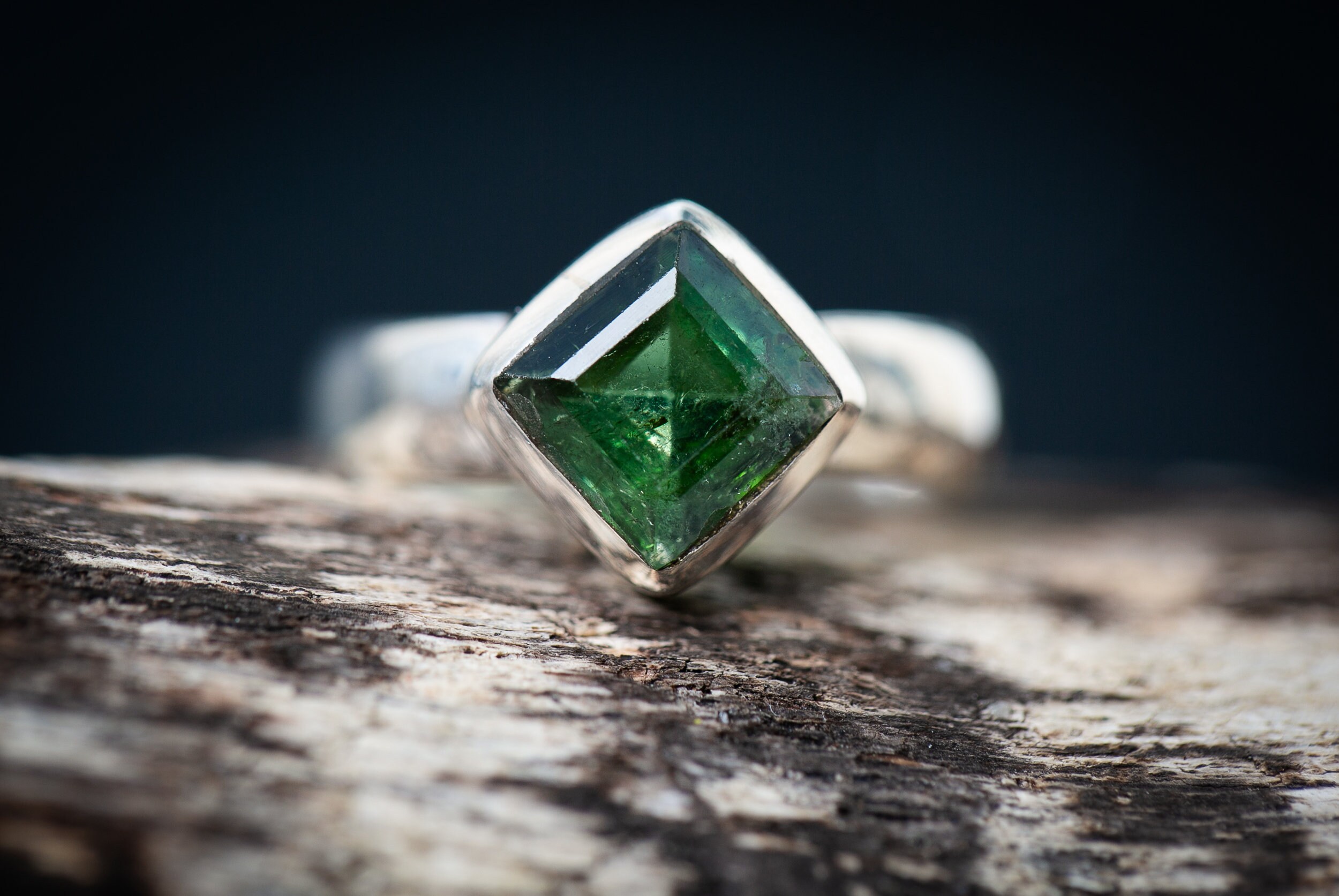Green Tourmaline Ring, Size 7, Natural Gemstone
