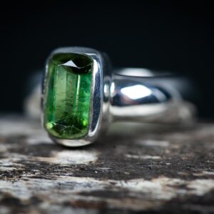 Green Tourmaline Sterling Silver Ring - Size 5 Green Tourmaline Sterling Silver Ring - Size 5