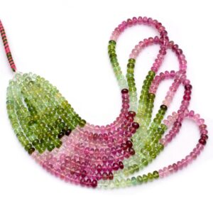 Fine Quality Pink / Green Tourmaline 6mm Smooth Rondelle | 16inch Strand | Calabar Mines Multi Tourmaline Precious Gemstone Loose Beads Fine Quality Pink / Green Tourmaline 6mm Smooth Rondelle | 16inch Strand | Calabar Mines Multi Tourmaline Precious Gemstone Loose Beads