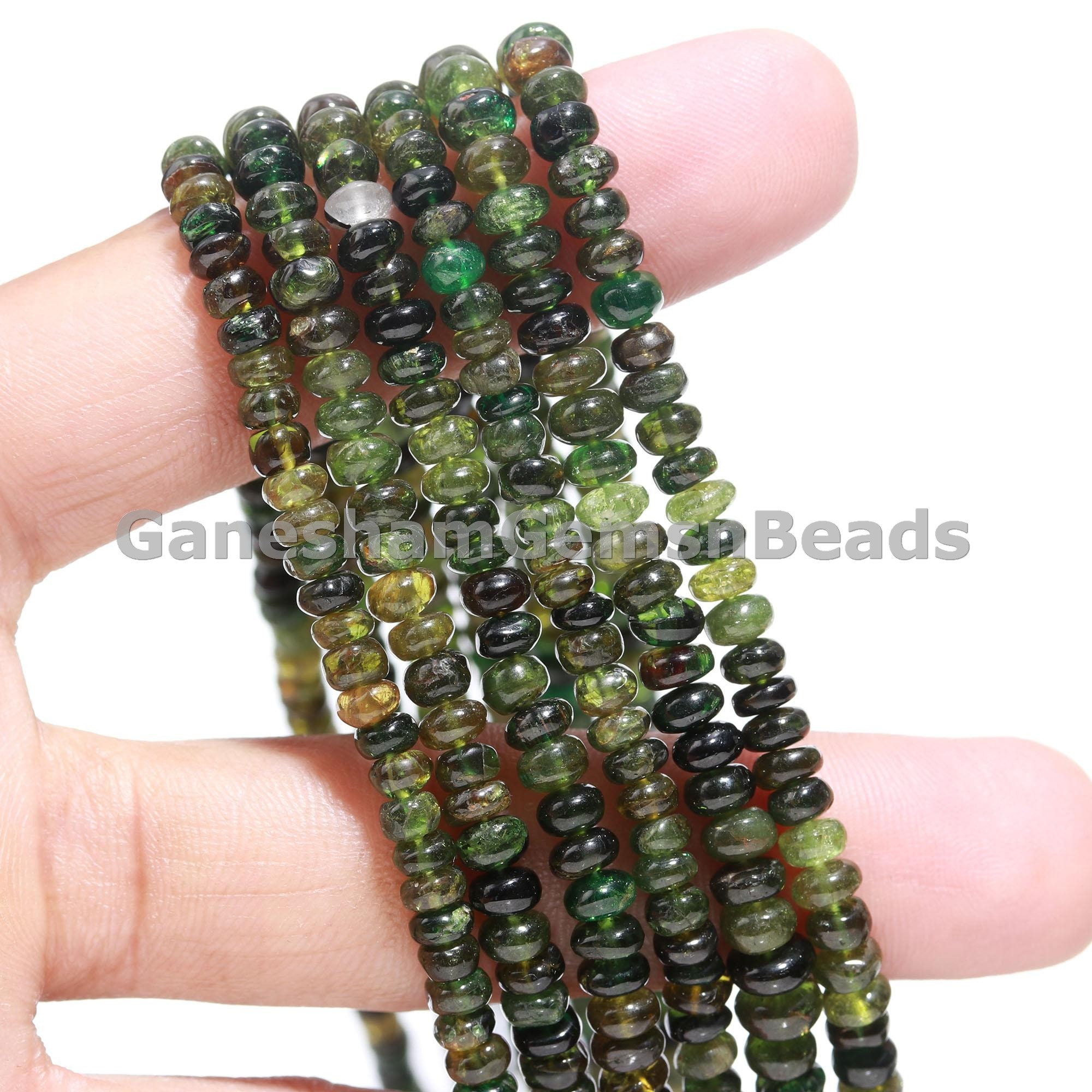 Green Tourmaline Smooth Rondelle Beads, Grade Aaa Tourmaline Beads, 15" Strand For Jewelry Making, Wholesale Beads, Tourmaline Women Gift