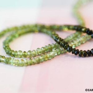Green Tourmaline 3mm Rondelle Beads 15" Strand Shade Graduated Enhanced 111-2396 Green Tourmaline 3mm Rondelle Beads 15" Strand Shade Graduated Enhanced 111-2396
