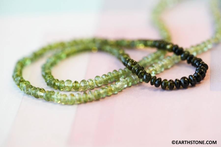 Green Tourmaline 3mm Rondelle Beads 15" Strand Shade Graduated Enhanced 111-2396 Green Tourmaline 3mm Rondelle Beads 15" Strand Shade Graduated Enhanced 111-2396