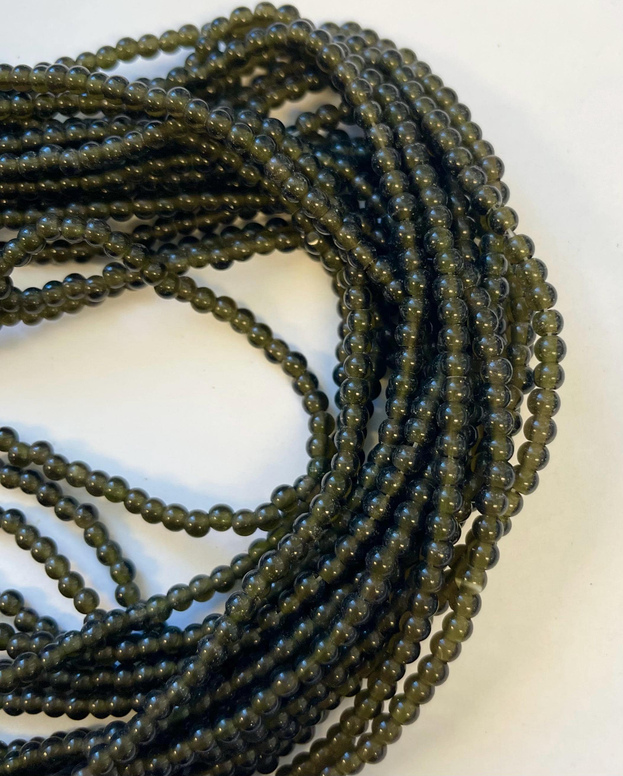 Green Tourmaline 4mm Round Gemstone Beads --13 Inch Strand