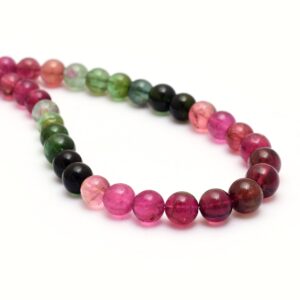 GEM QUALITY Pink / Green Tourmaline 6mm-8mm Smooth Round Beads | 16inch Strand | AAA+ Multi Tourmaline Precious Gemstone Loose Sphere Balls GEM QUALITY Pink / Green Tourmaline 6mm-8mm Smooth Round Beads | 16inch Strand | AAA+ Multi Tourmaline Precious Gemstone Loose Sphere Balls