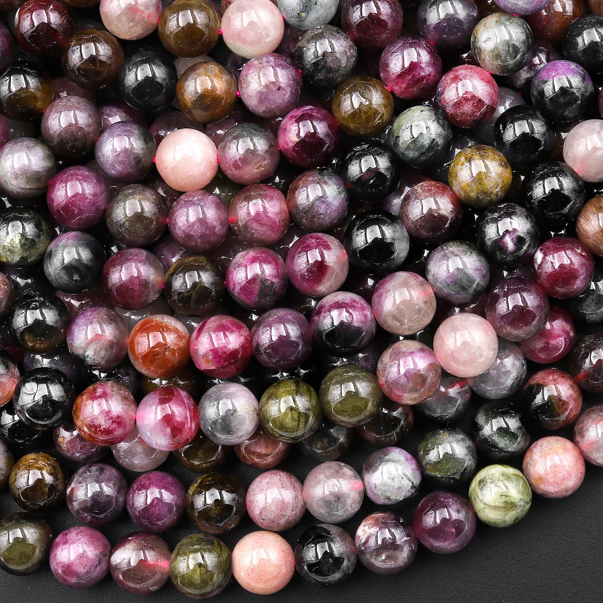Natural Multicolor Watermelon Pink Green Tourmaline Smooth 6mm Round Beads 15.5" Strand Natural Multicolor Watermelon Pink Green Tourmaline Smooth 6mm Round Beads 15.5" Strand