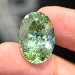 11.65 Ct Mint Green Tourmaline Gemstone: Oval Faceted Loose Stone 11.65 Ct Mint Green Tourmaline Gemstone: Oval Faceted Loose Stone